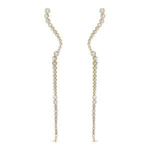 Longevity Round Diamond 14K Yellow Gold Drop Earrings